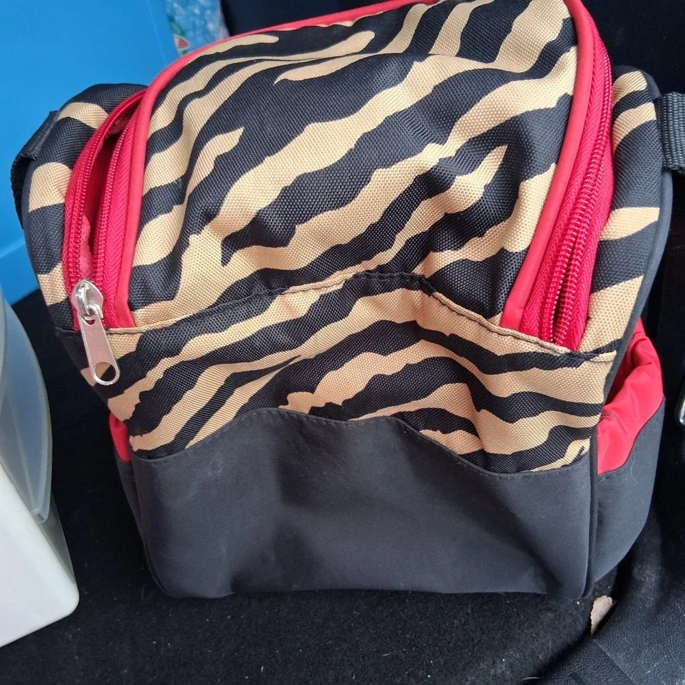 Vintage‎ Y2K Gerber Mini Diaper Bag Tiger Stripe Animal Print Black Red Tan...